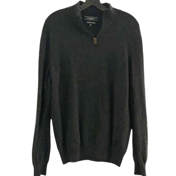 Mantovani Studio Gray Italian Cashmere Quarter Zip Sweater Size Large - Picture 1 of 7